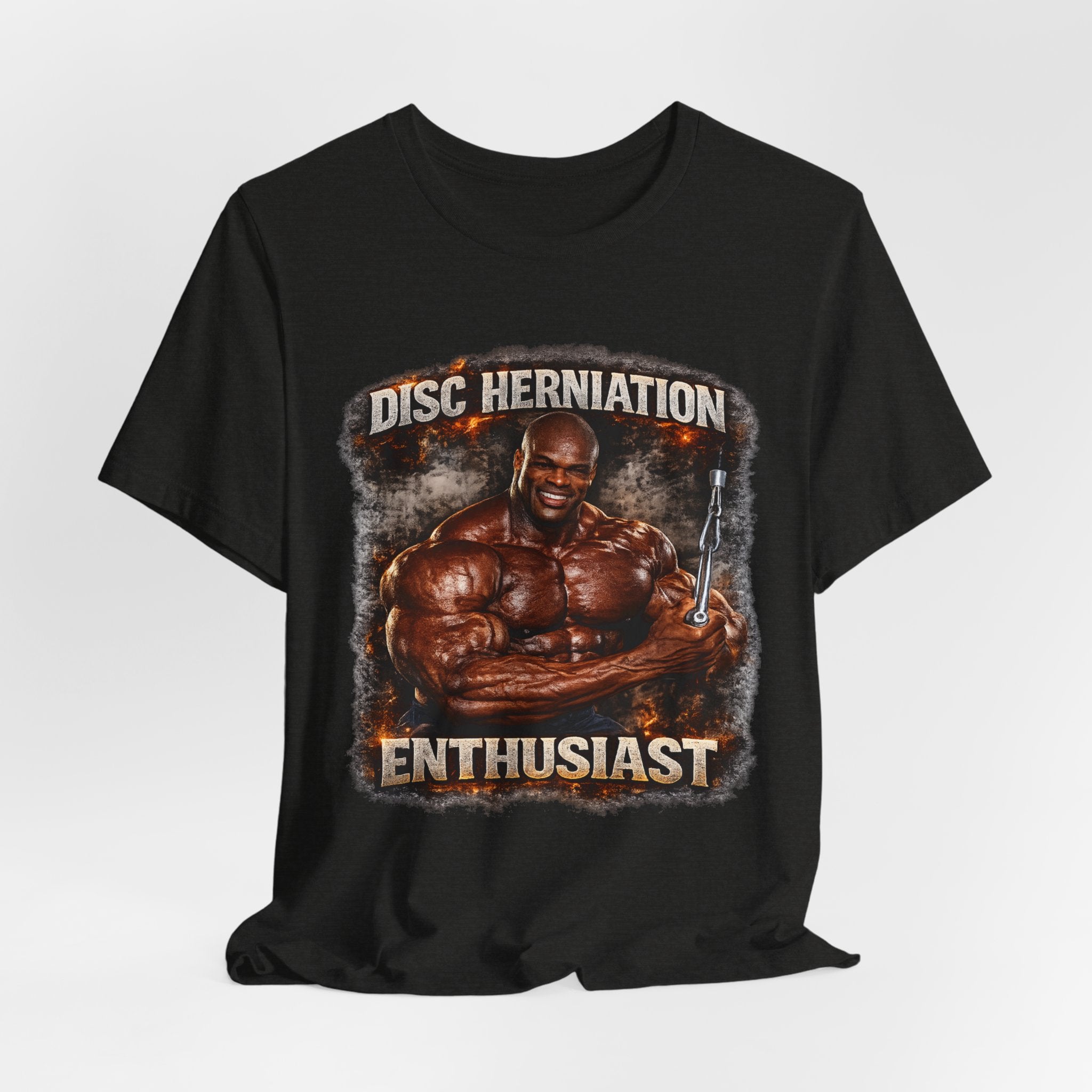 Disc Herniation Enthusiast T-Shirt — Funny Bodybuilder Back Pain Tee