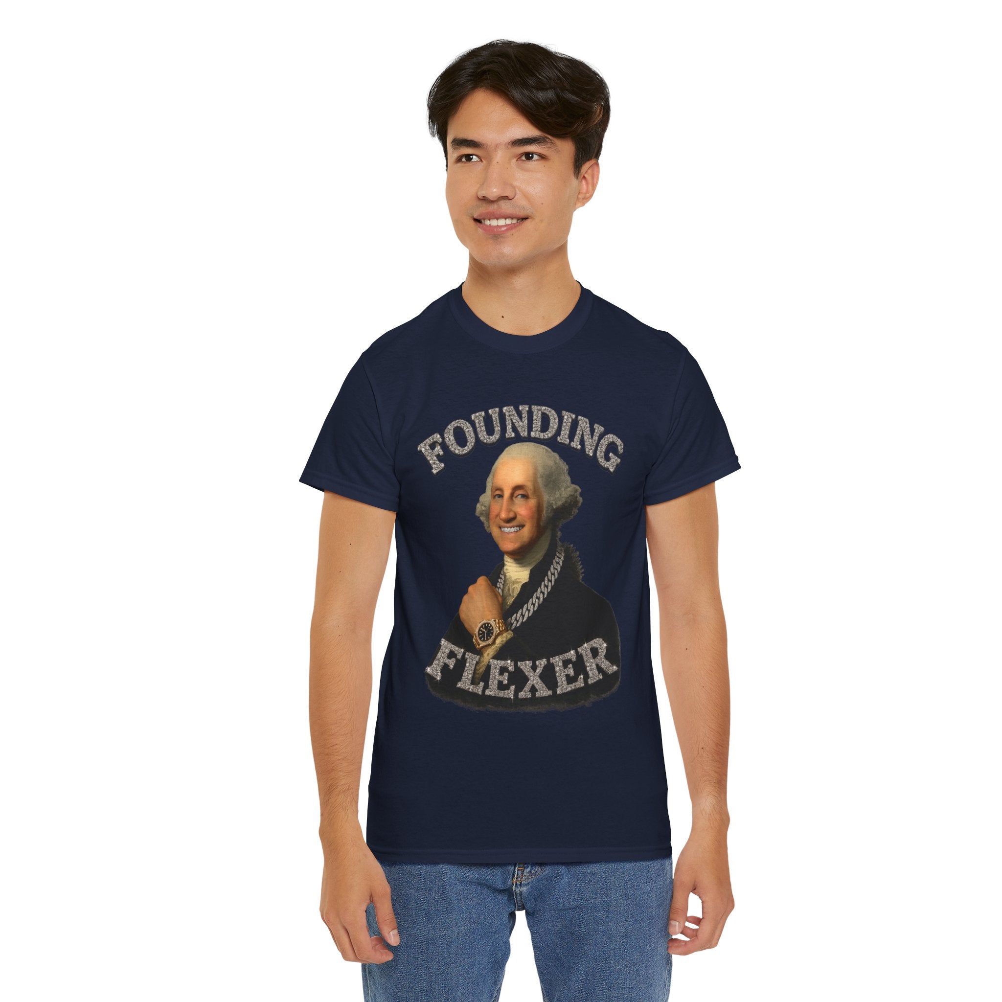 Founding Flexer T-Shirt — Funny George Washington Graphic Tee