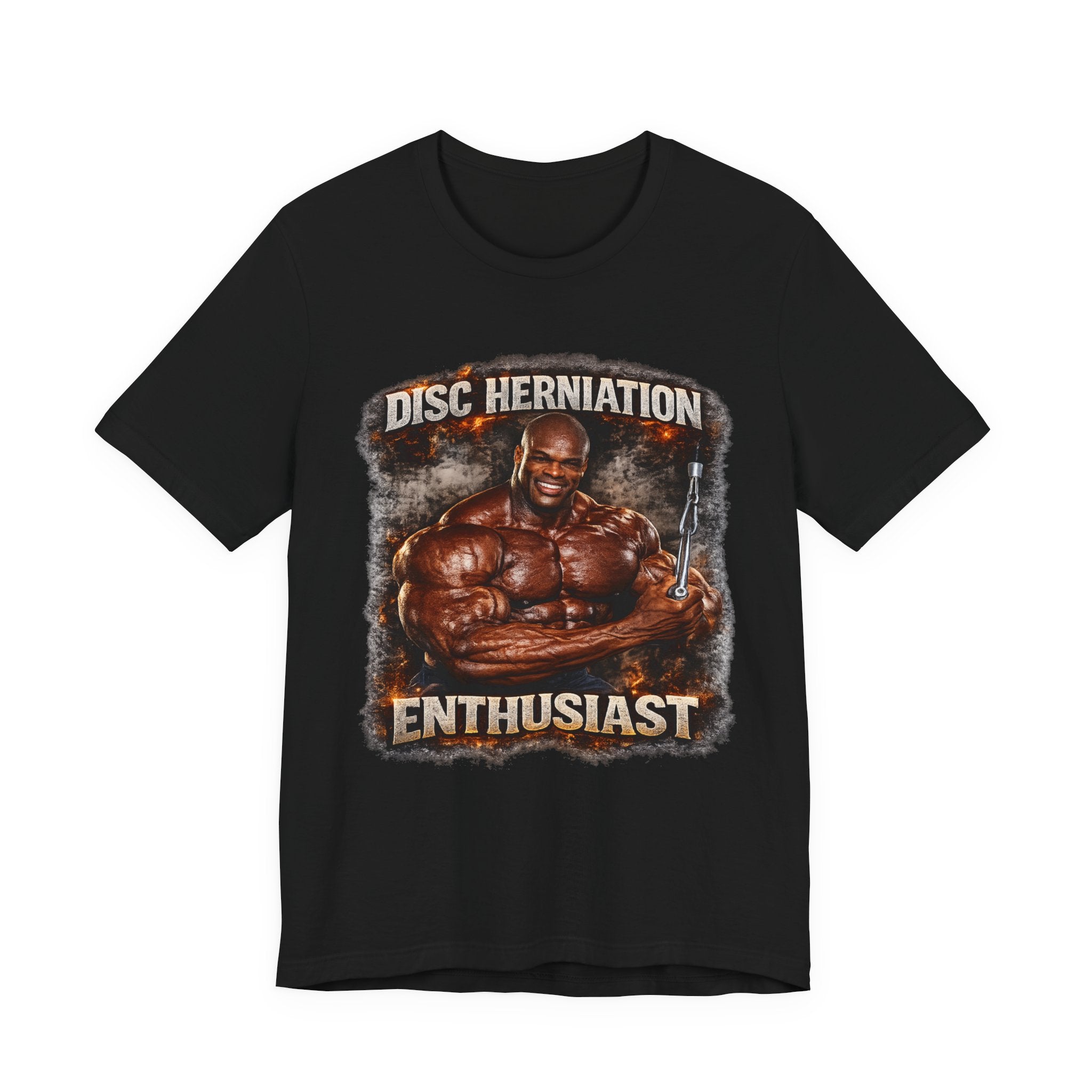 Disc Herniation Enthusiast T-Shirt — Funny Bodybuilder Back Pain Tee
