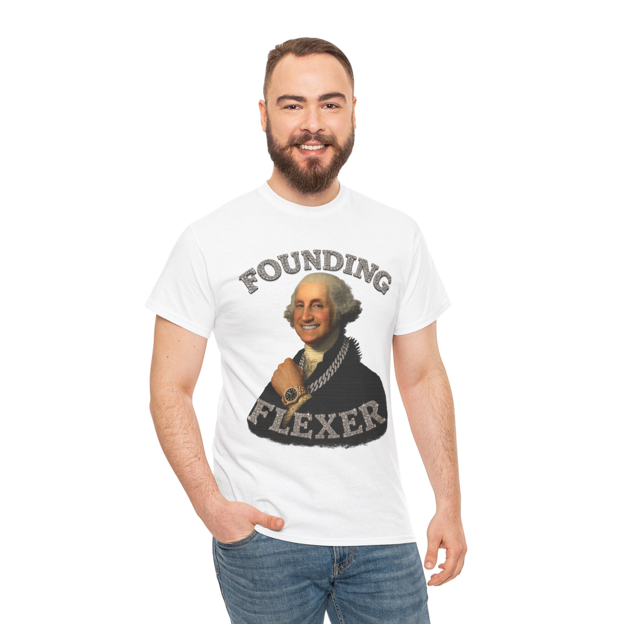 Founding Flexer T-Shirt — Funny George Washington Graphic Tee