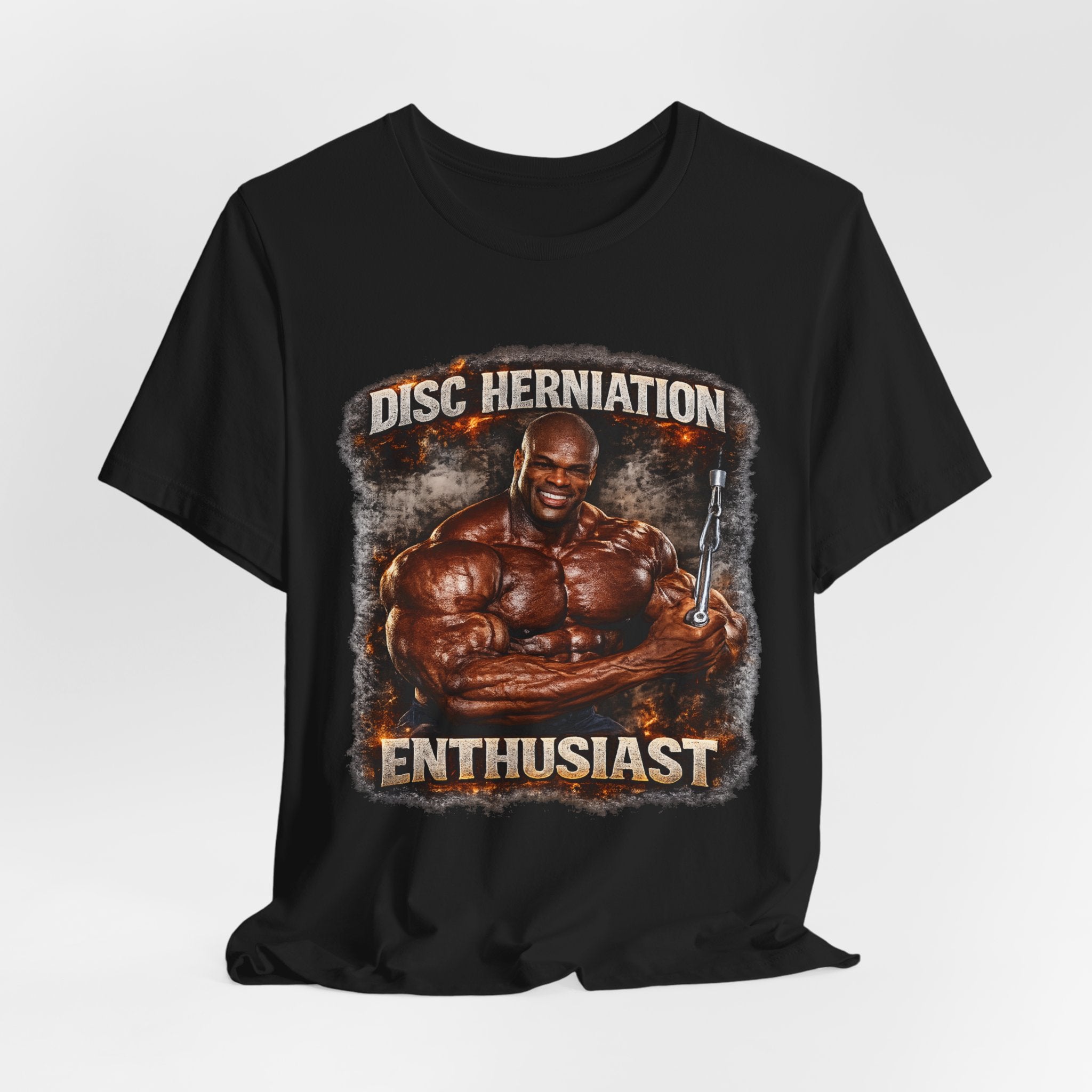 Disc Herniation Enthusiast T-Shirt — Funny Bodybuilder Back Pain Tee