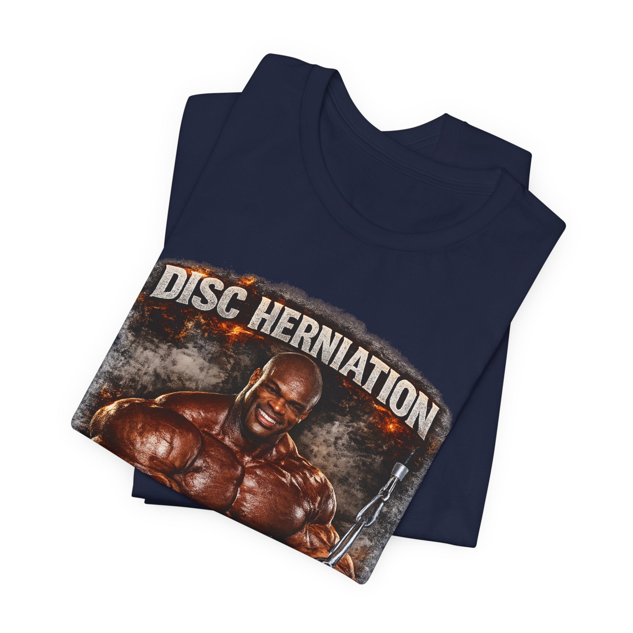 Disc Herniation Enthusiast T-Shirt — Funny Bodybuilder Back Pain Tee