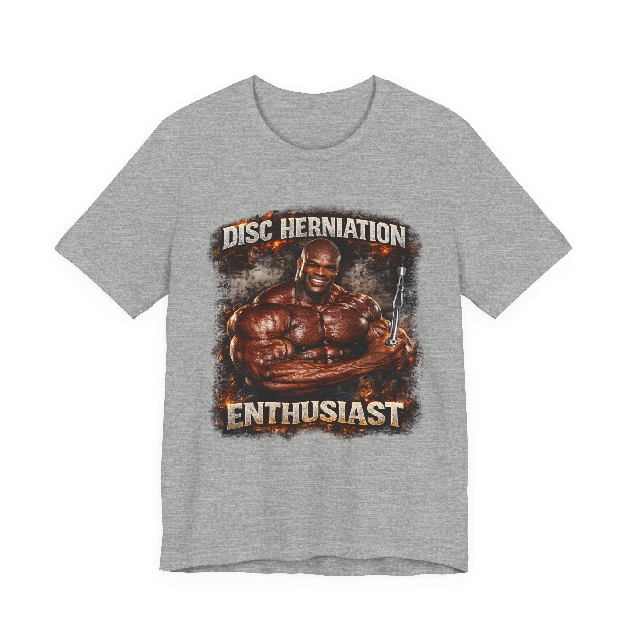 Disc Herniation Enthusiast T-Shirt — Funny Bodybuilder Back Pain Tee