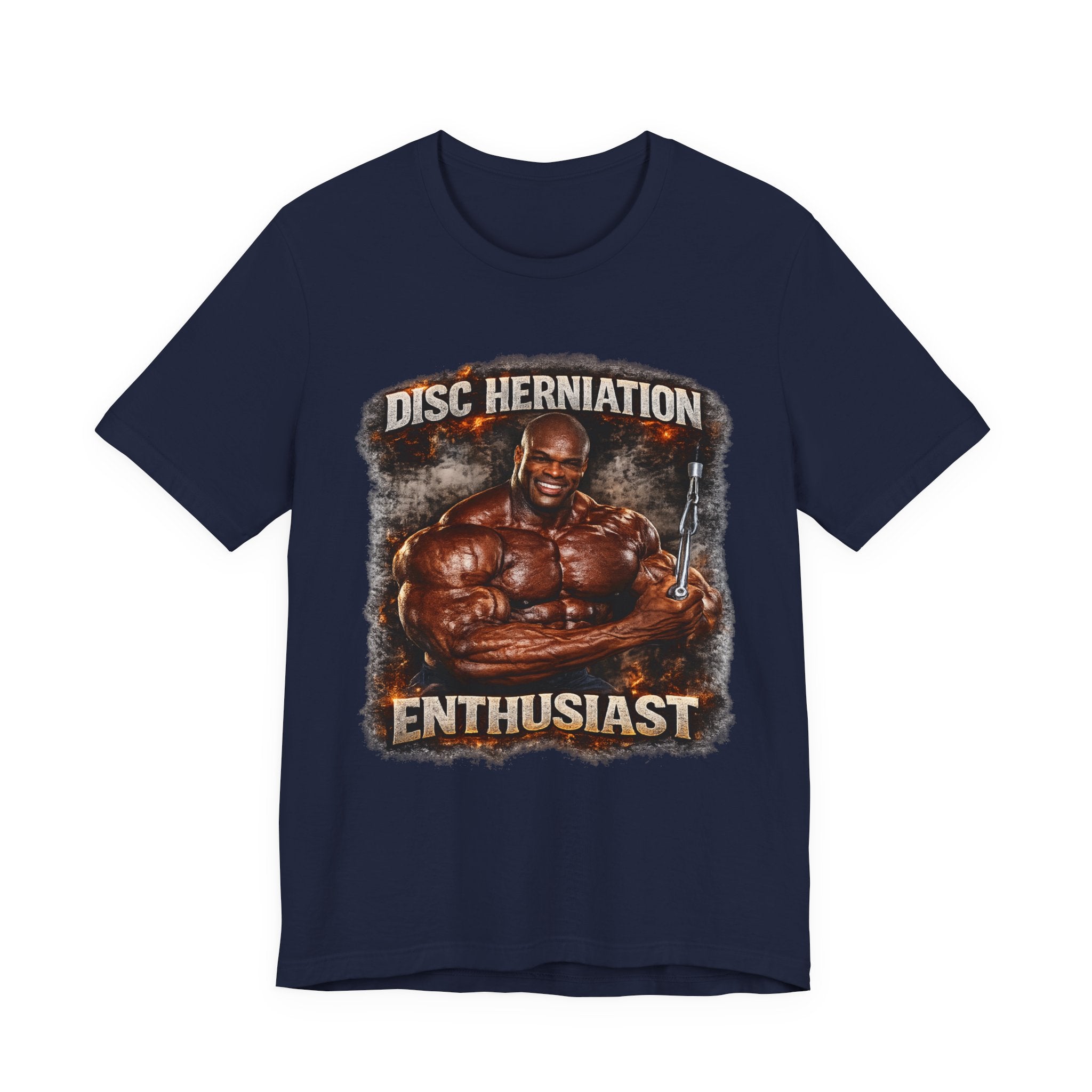 Disc Herniation Enthusiast T-Shirt — Funny Bodybuilder Back Pain Tee