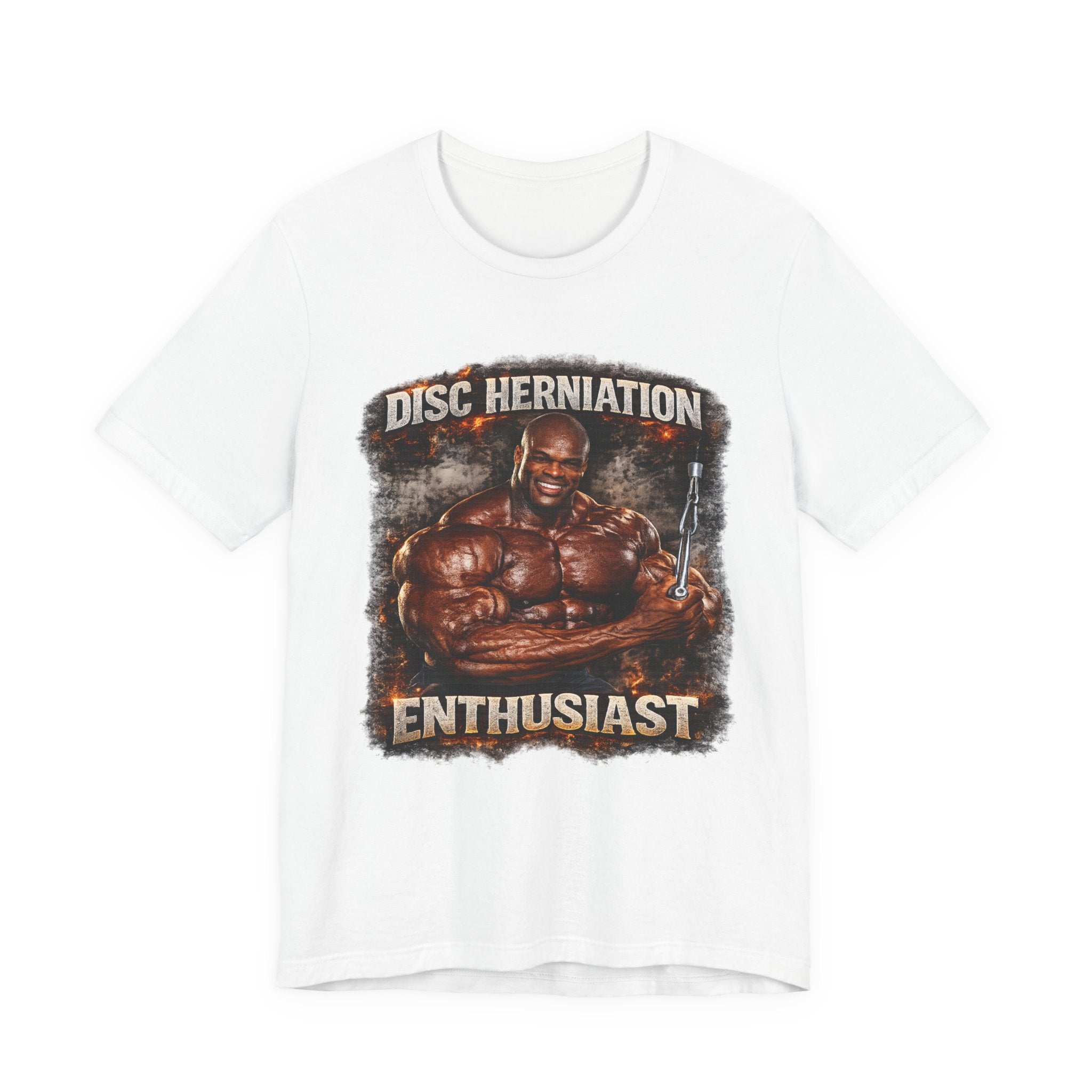 Disc Herniation Enthusiast T-Shirt — Funny Bodybuilder Back Pain Tee