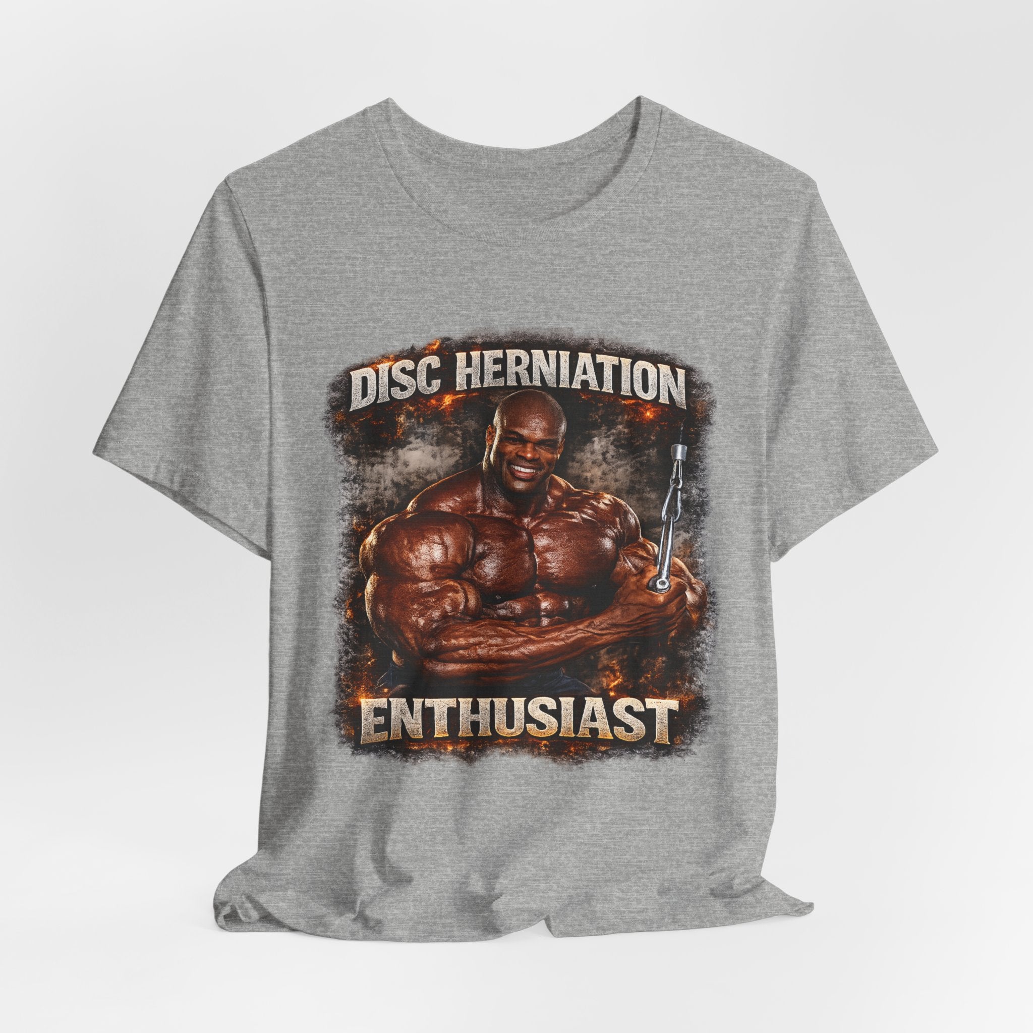 Disc Herniation Enthusiast T-Shirt — Funny Bodybuilder Back Pain Tee