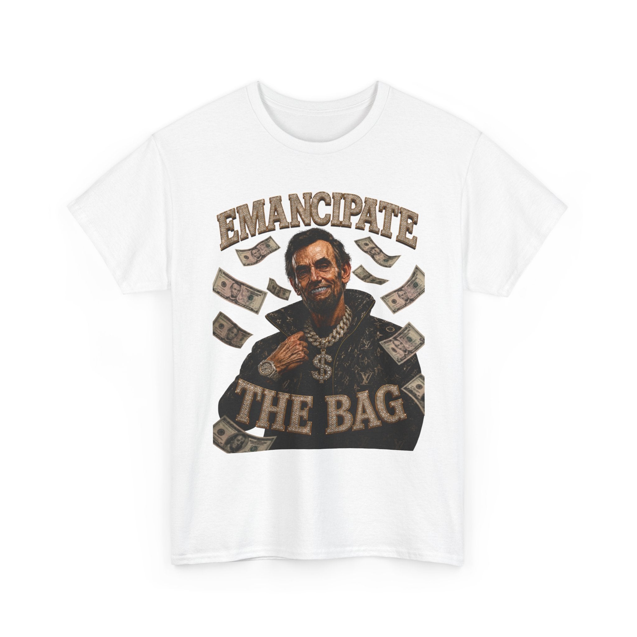 Emancipate The Bag T-Shirt — Funny Abraham Lincoln Money Graphic Tee
