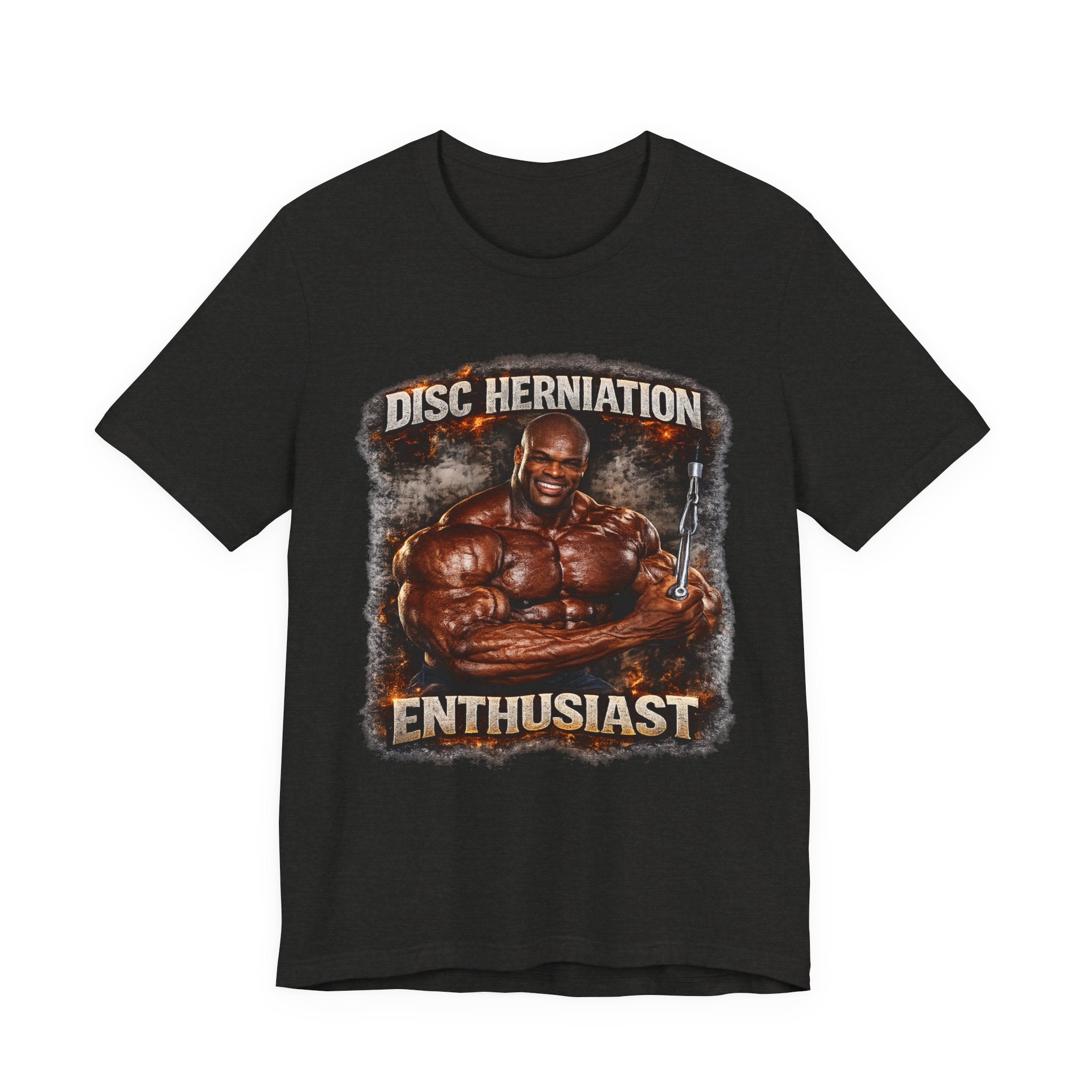 Disc Herniation Enthusiast T-Shirt — Funny Bodybuilder Back Pain Tee