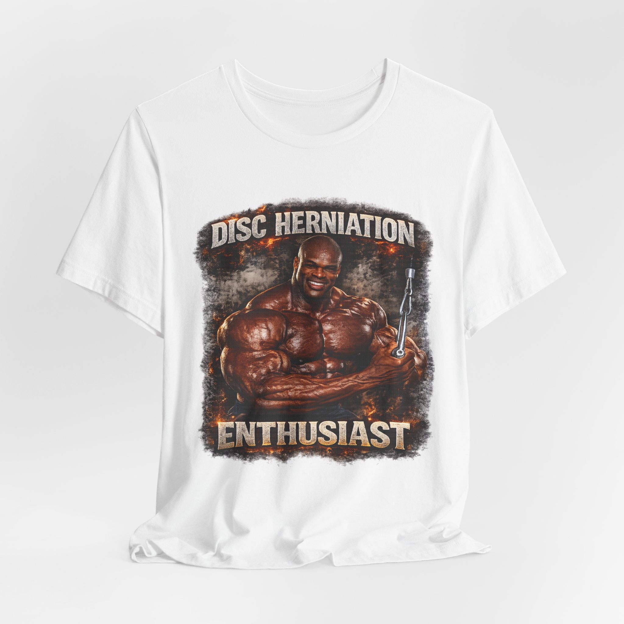 Disc Herniation Enthusiast T-Shirt — Funny Bodybuilder Back Pain Tee
