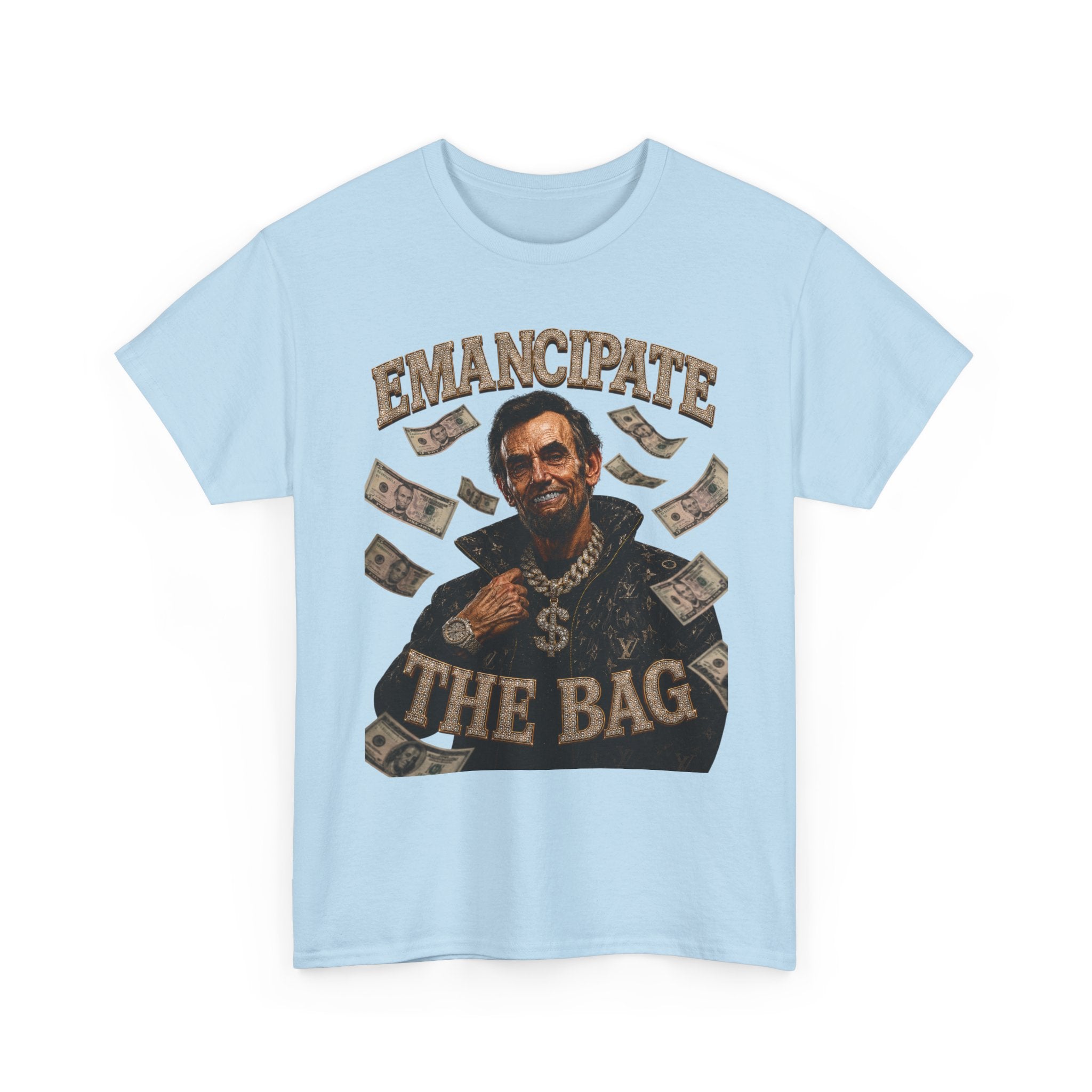 Emancipate The Bag T-Shirt — Funny Abraham Lincoln Money Graphic Tee