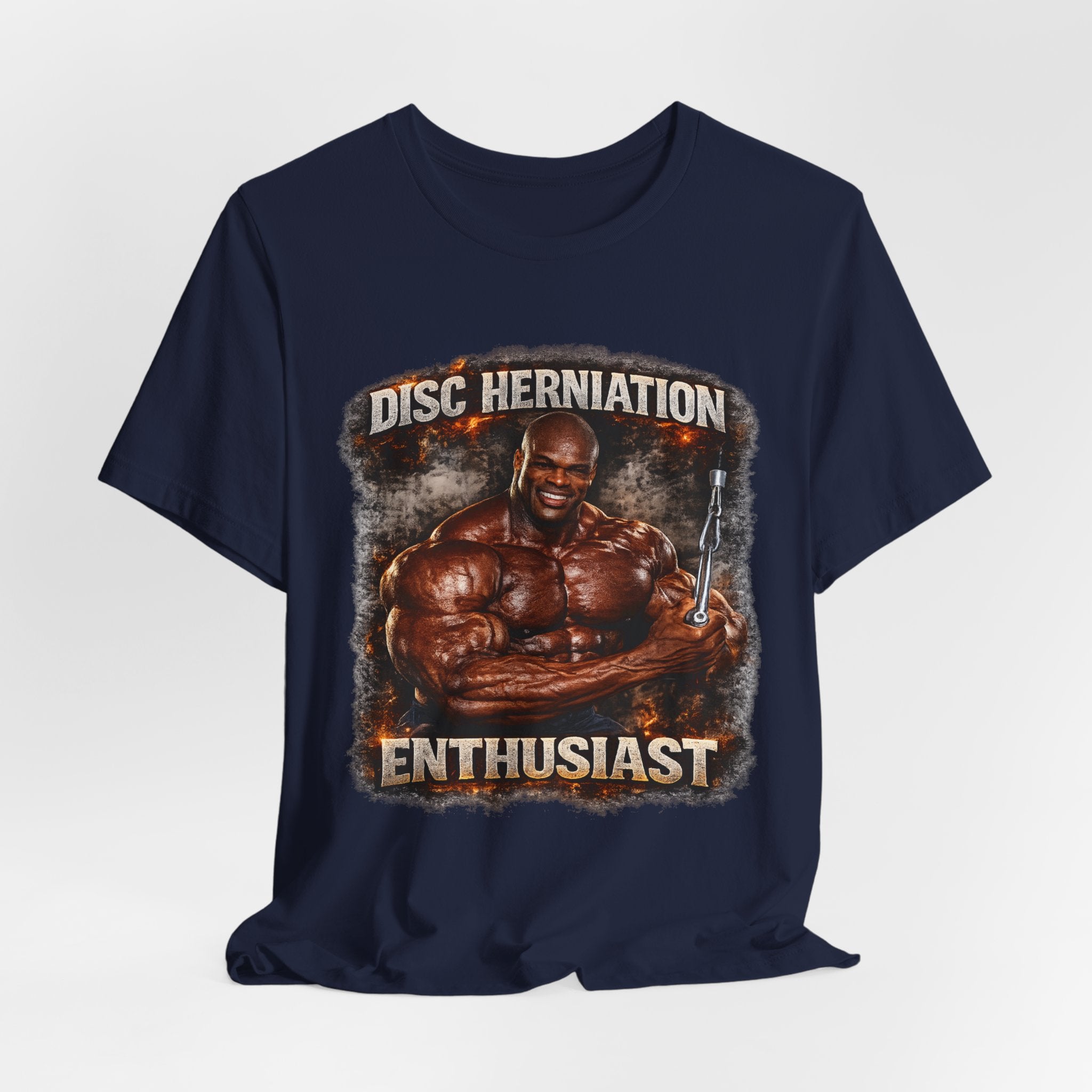 Disc Herniation Enthusiast T-Shirt — Funny Bodybuilder Back Pain Tee